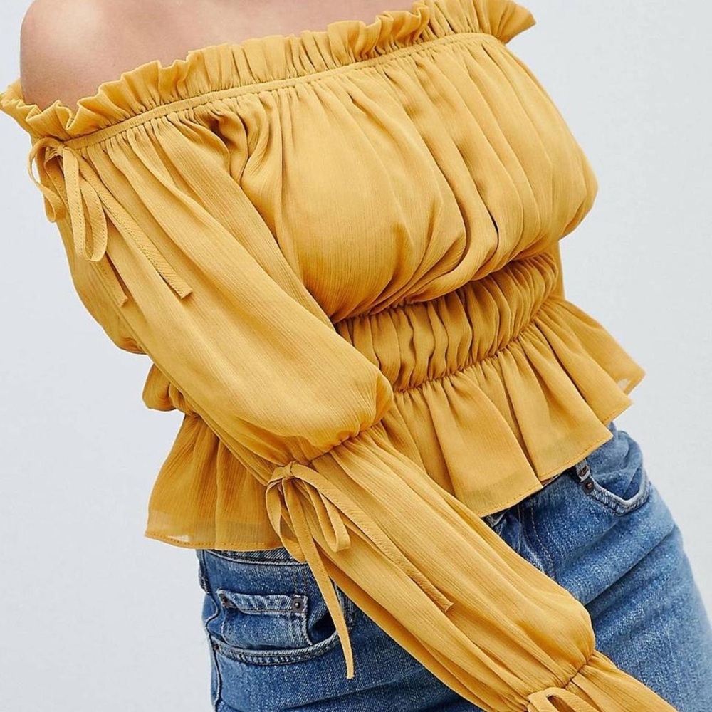 ASOS Missguided Shirred Off the Shoulder Top